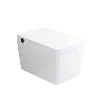 White rectangular storage box with a lid on a white background