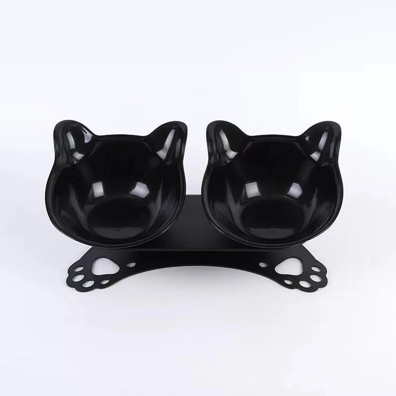Pet Neck Protection Double Bowl Cat Paw Bottom Double Bowl 15 Degree S