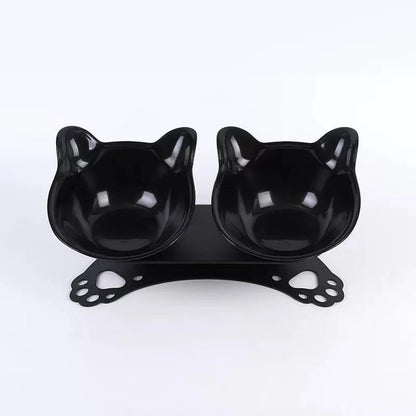 Pet Neck Protection Double Bowl Cat Paw Bottom Double Bowl 15 Degree S