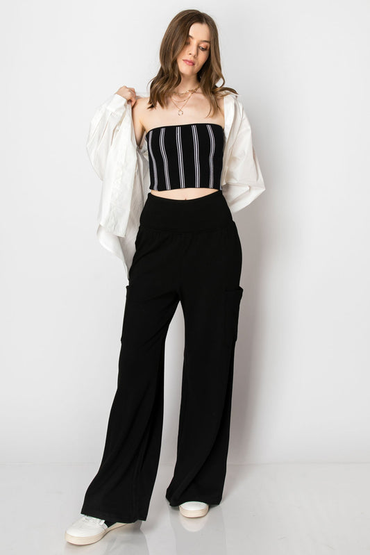 Wide Band Jersey Knit Pants
