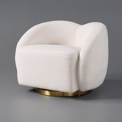 White armchair with gold base on a gray background