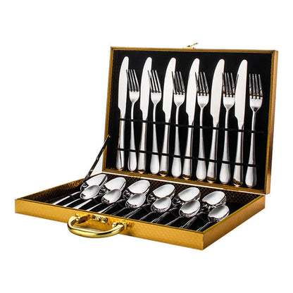 24-Piece High-End Stainless Steel Tableware Set