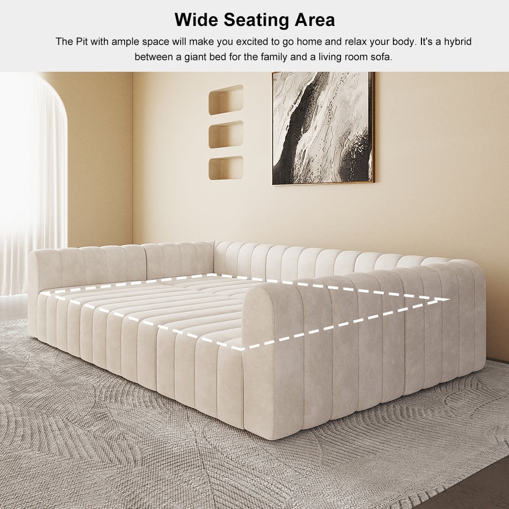 Off white sectional sofa in a room with a neutral color scheme