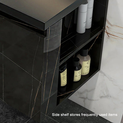 27.6" Wall-Hung Bathroom Vanity Faux Marble with Top Stone Slate Vessel & Sink