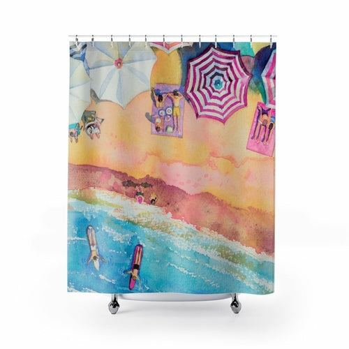 Sunset Shores Watercolor Shower Curtain