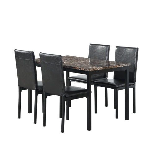 Furniture 5-piece Metal Dining Table And Chair Set With Imitation