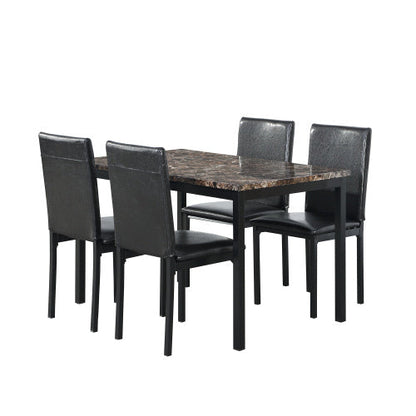 Furniture 5-piece Metal Dining Table And Chair Set With Imitation