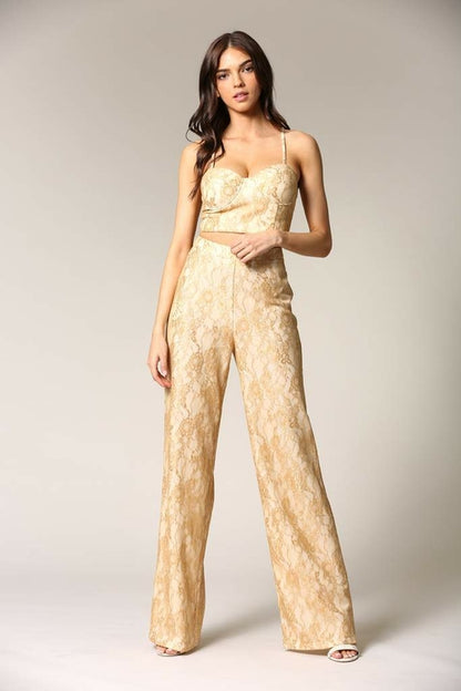 Caeli Gold Lace Two-Piece Set