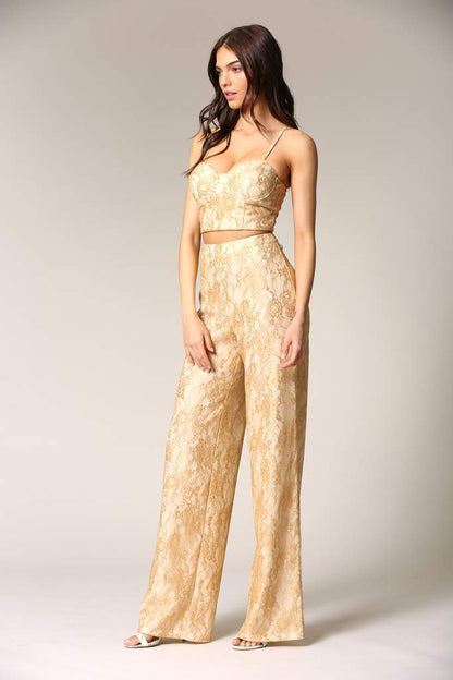 Caeli Gold Lace Two-Piece Set
