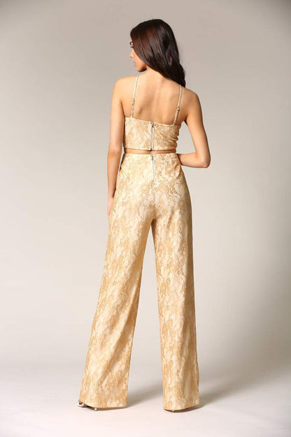 Caeli Gold Lace Two-Piece Set