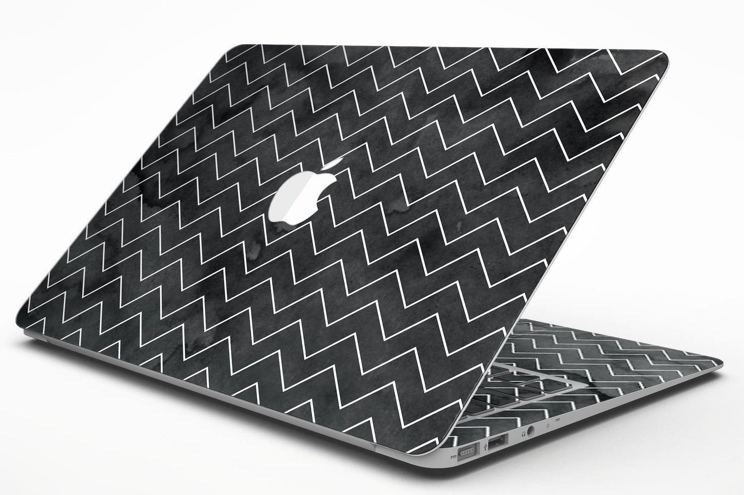 Black Watercolor with White Chevron - MacBook Air Skin Kit