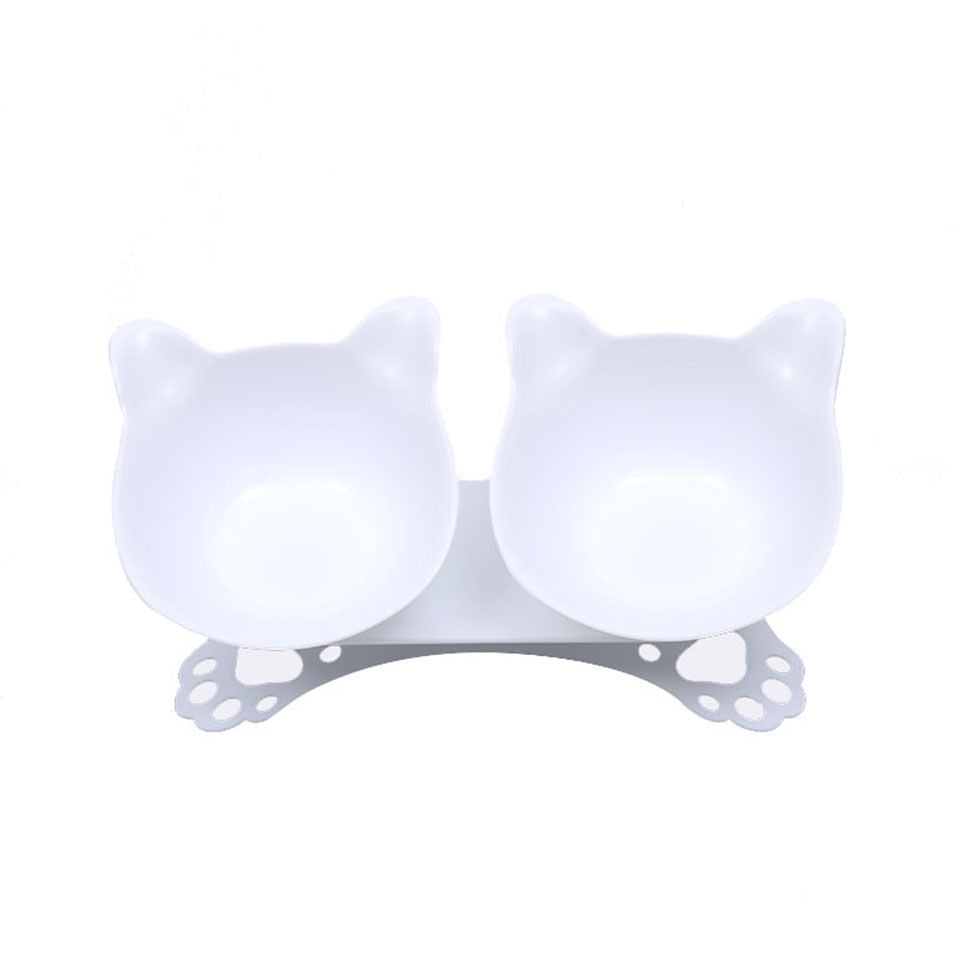 Pet Neck Protection Double Bowl Cat Paw Bottom Double Bowl 15 Degree S