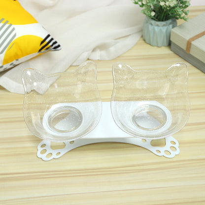 Pet Neck Protection Double Bowl Cat Paw Bottom Double Bowl 15 Degree S