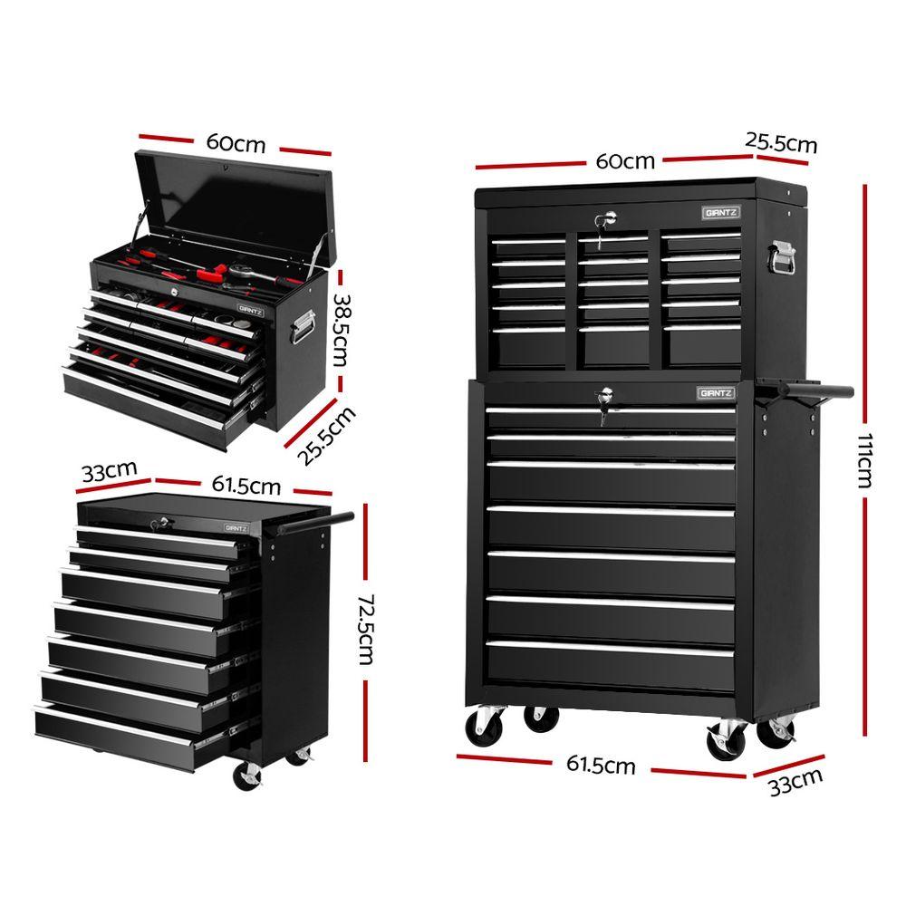 Giantz 16 Drawer Tool Box Cabinet Chest Trolley Toolbox Garage Storage