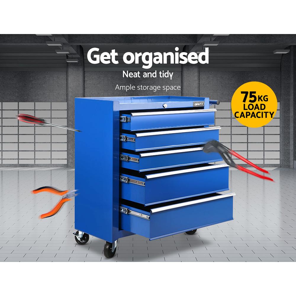Giantz 5 Drawer Tool Box Cabinet Chest Trolley Box Garage Storage