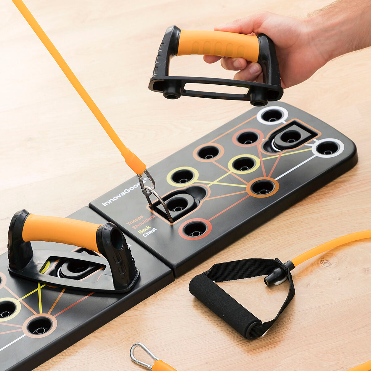 Pulsher Push-Up Board with Resistance Bands