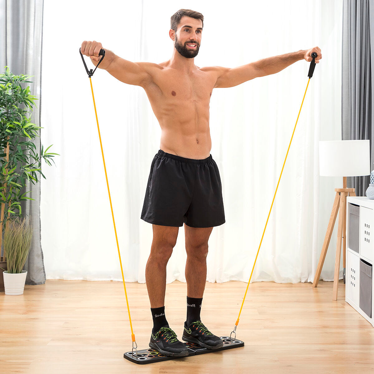 Pulsher Push-Up Board with Resistance Bands