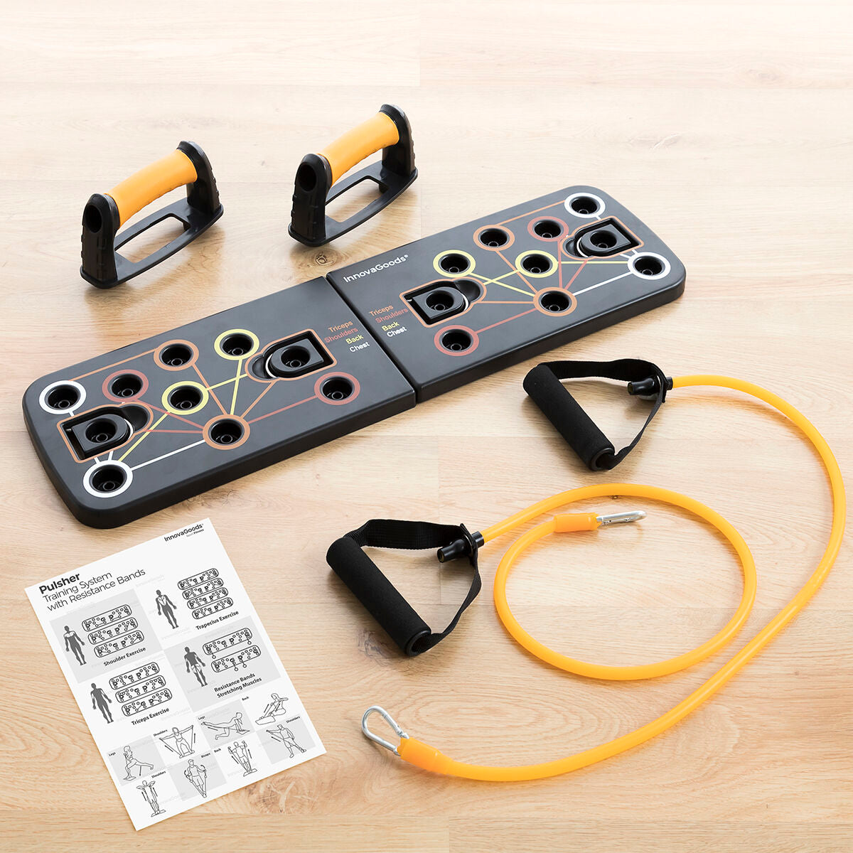 Pulsher Push-Up Board with Resistance Bands