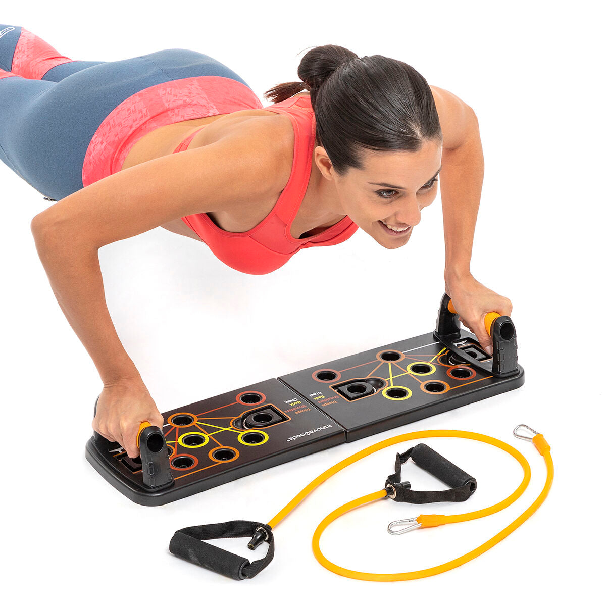 Pulsher Push-Up Board with Resistance Bands