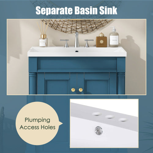 24  Bathroom Vanity With Top Sink, 2-Tier Modern Bathroom Storage