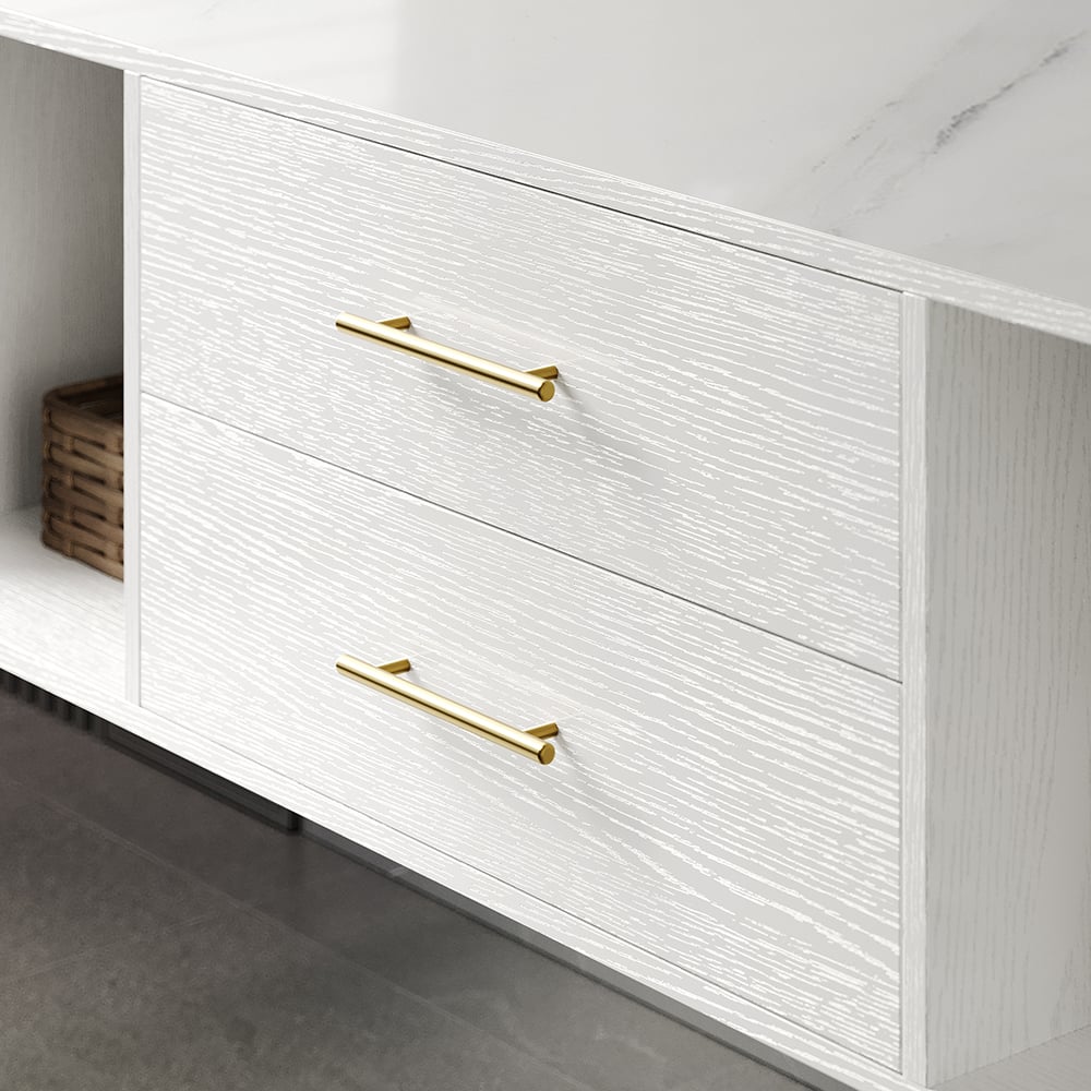 Bathroom Vanity Set 35.4" Modern Floating Sintered Stone Bathroom Vanity White with Sink