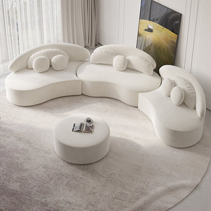 Modern white sofa with unique design in a minimalistic room