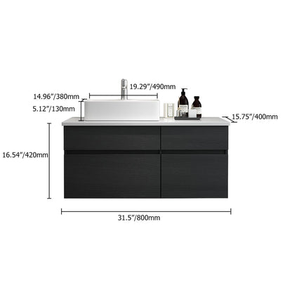 Bathroom vanity with dimensions labeled on a white background
