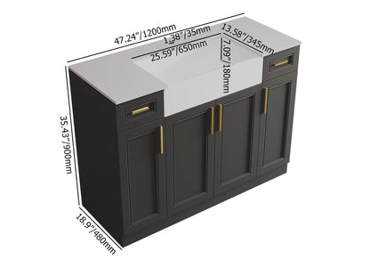 Cabinets with dimensions labeled on a white background