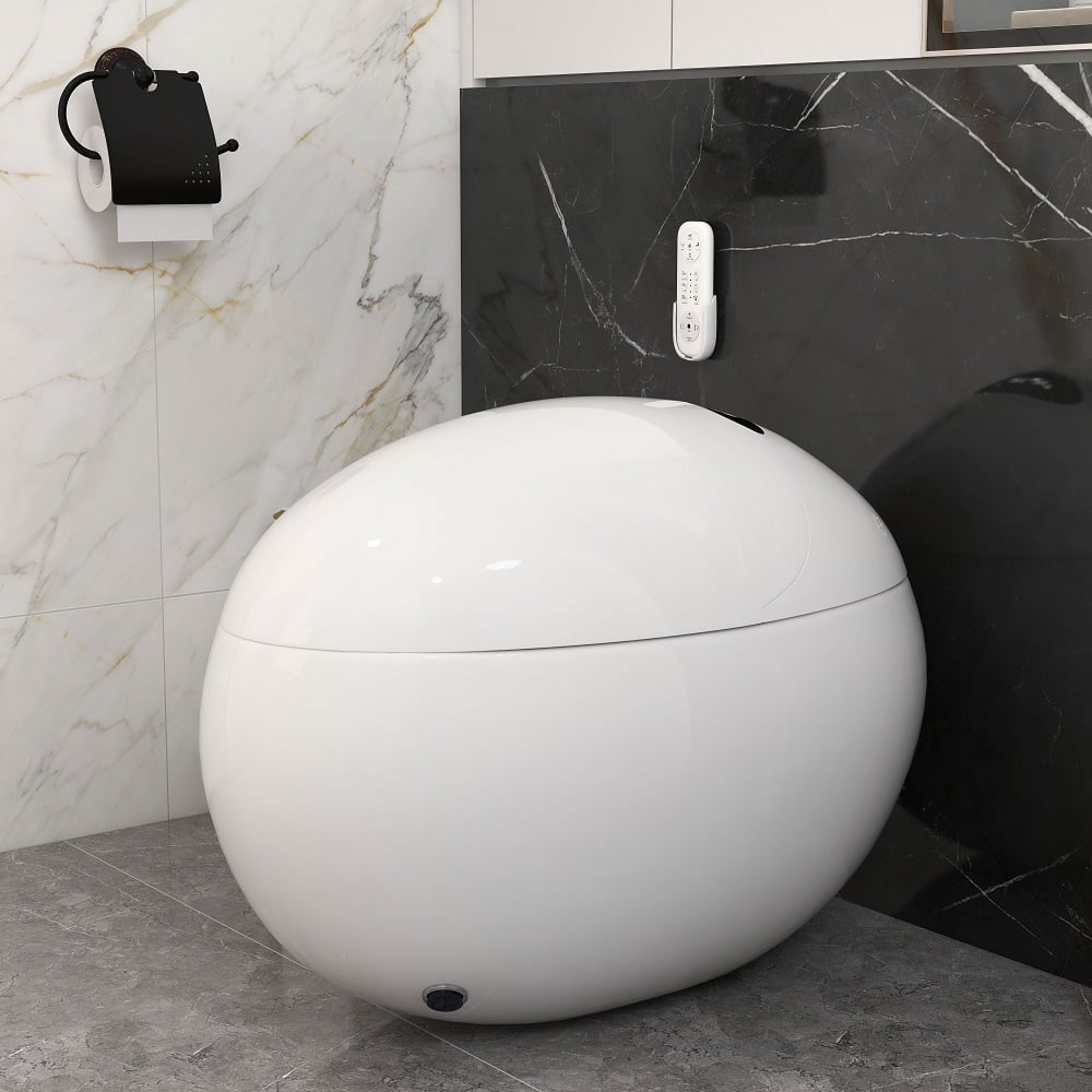 Oluxe G1 Set of Two Egg-Shaped Smart Bidet Toilet with Multi-Function Wand White