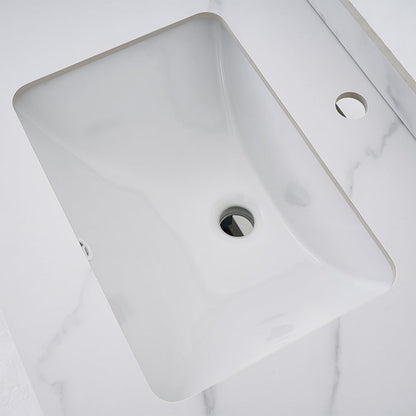 Rectangular white ceramic sink on a white background