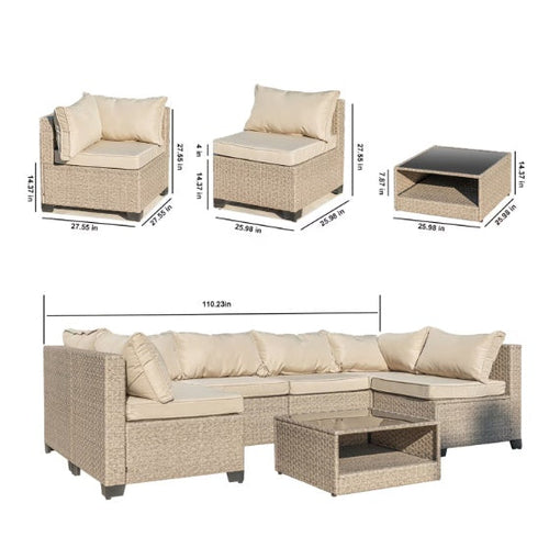 7-Piece All-Weather PE Rattan Patio Sofa Set