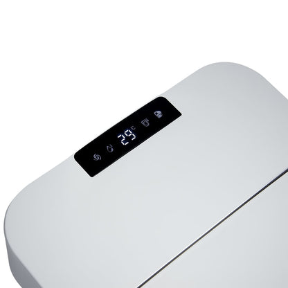 White electronic device with digital display on a white background