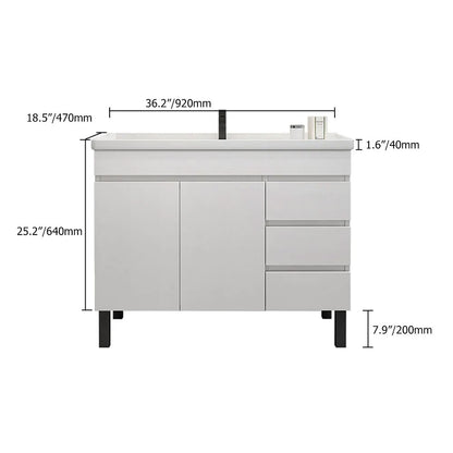 Bathroom vanity with dimensions labeled on a white background