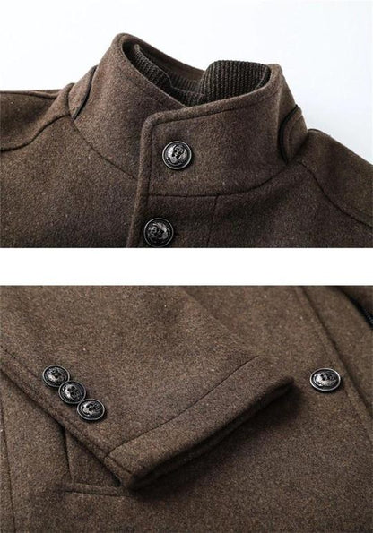 Funnel Neck Winter Wool Blend Coat
