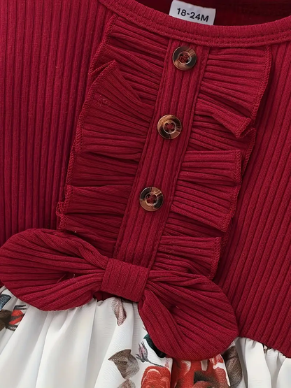 Girl's Lycra Floral Printed Frock Dress for Girls 