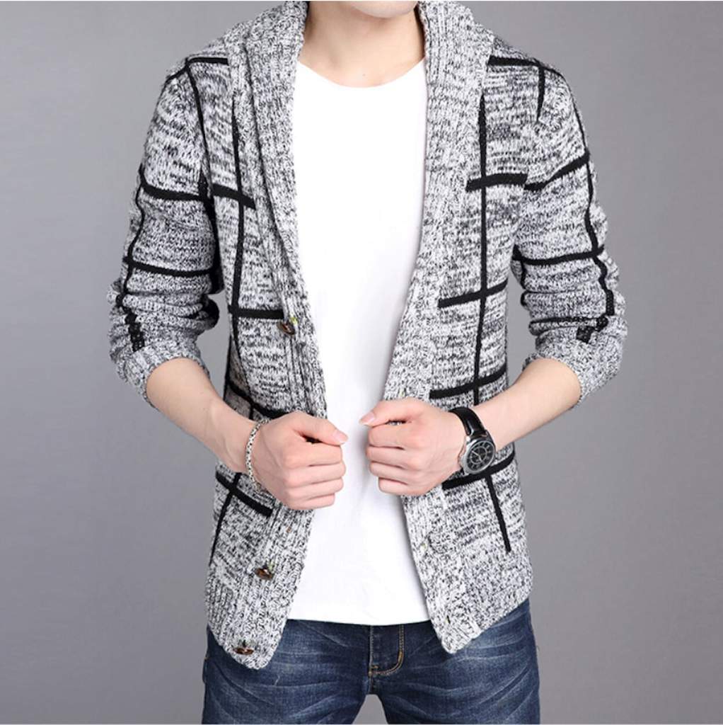 Men's Shawl Collar Plaid Cardigan