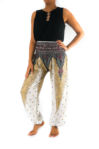 White Peacock Harem Pants