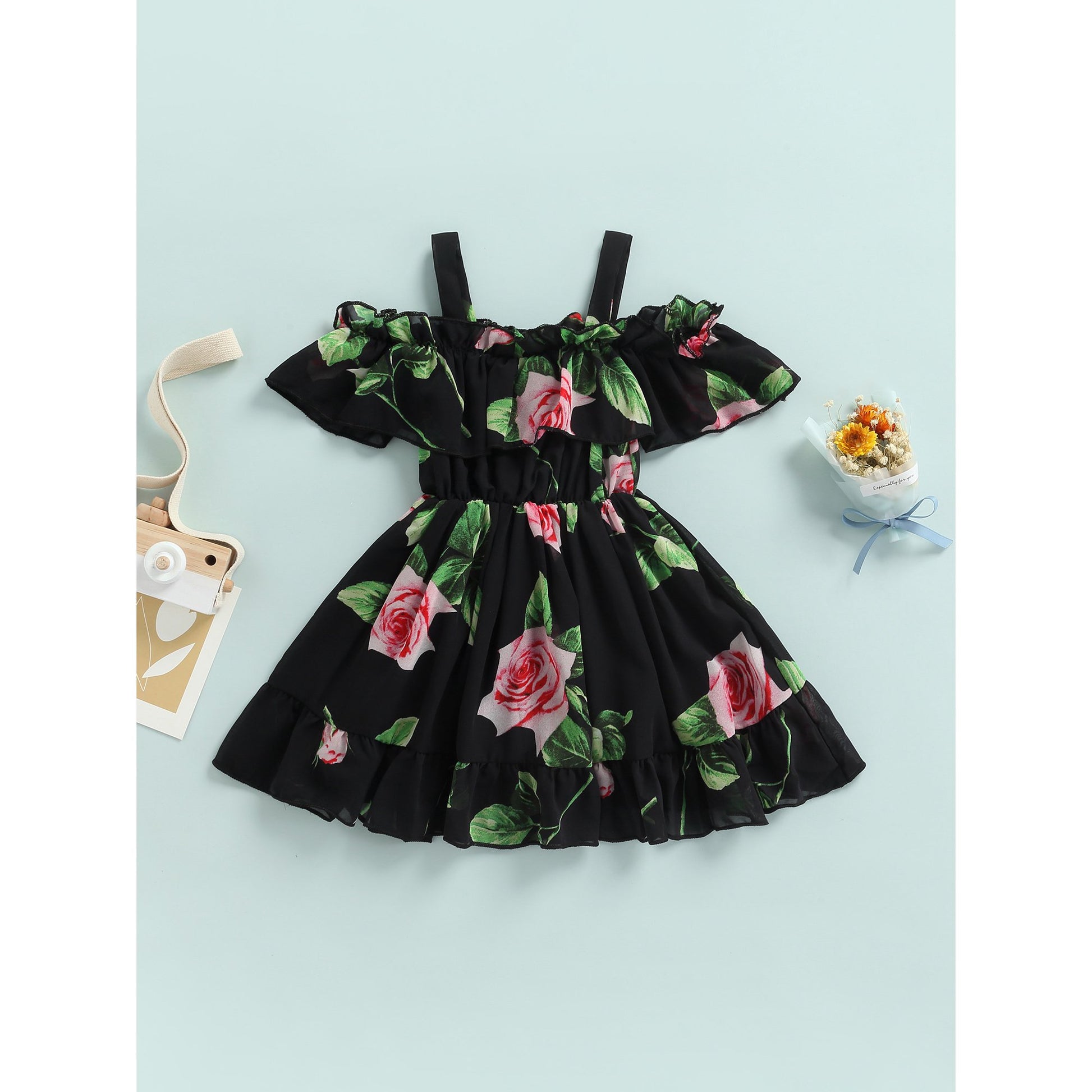  Girl's Lycra Floral Printed Frock Dress for Girls 2-3 Year