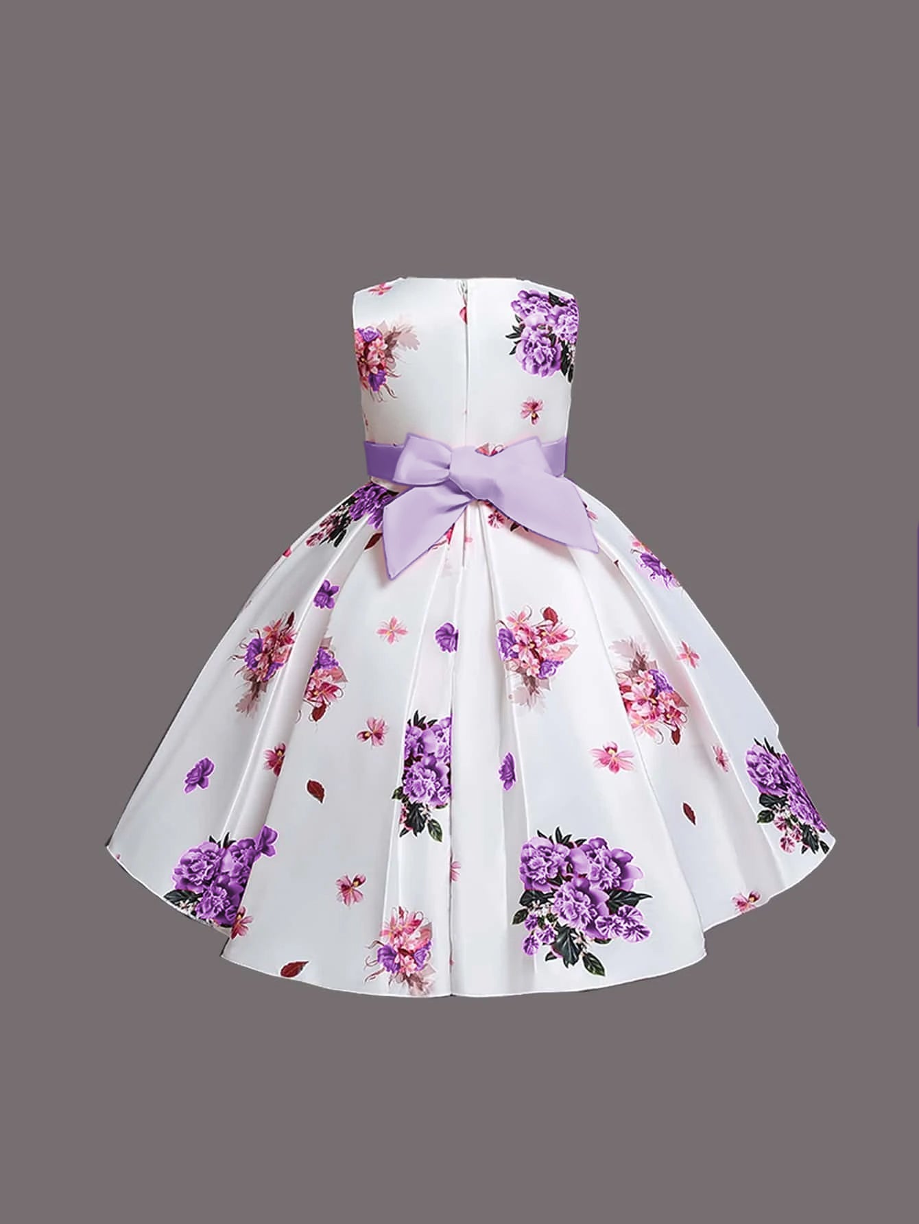  Girl's Satin Floral Printed Frock Knee Length Short Frocks 1-2-YEAR