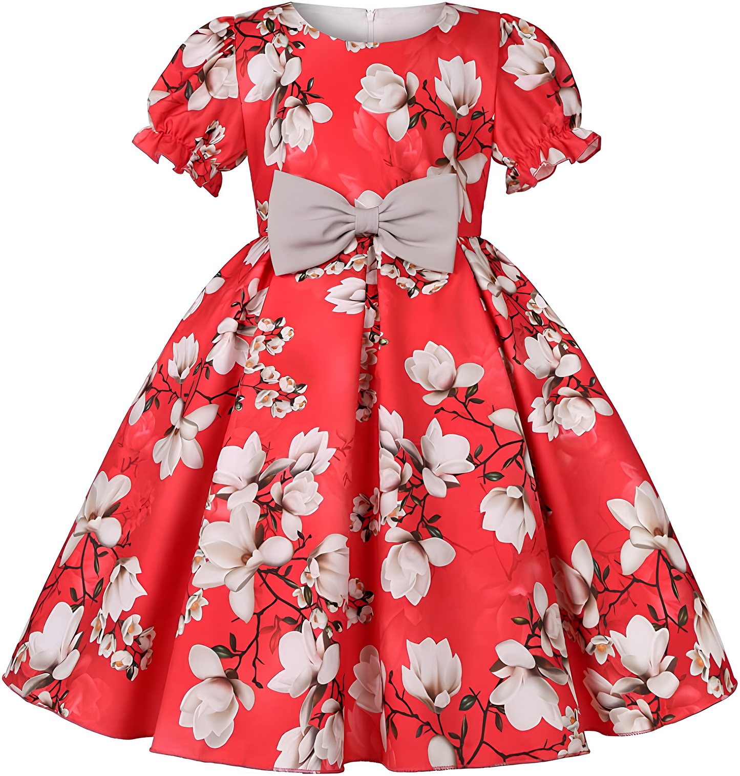  Girl's Satin Floral Printed Frock 1-2-YEARS