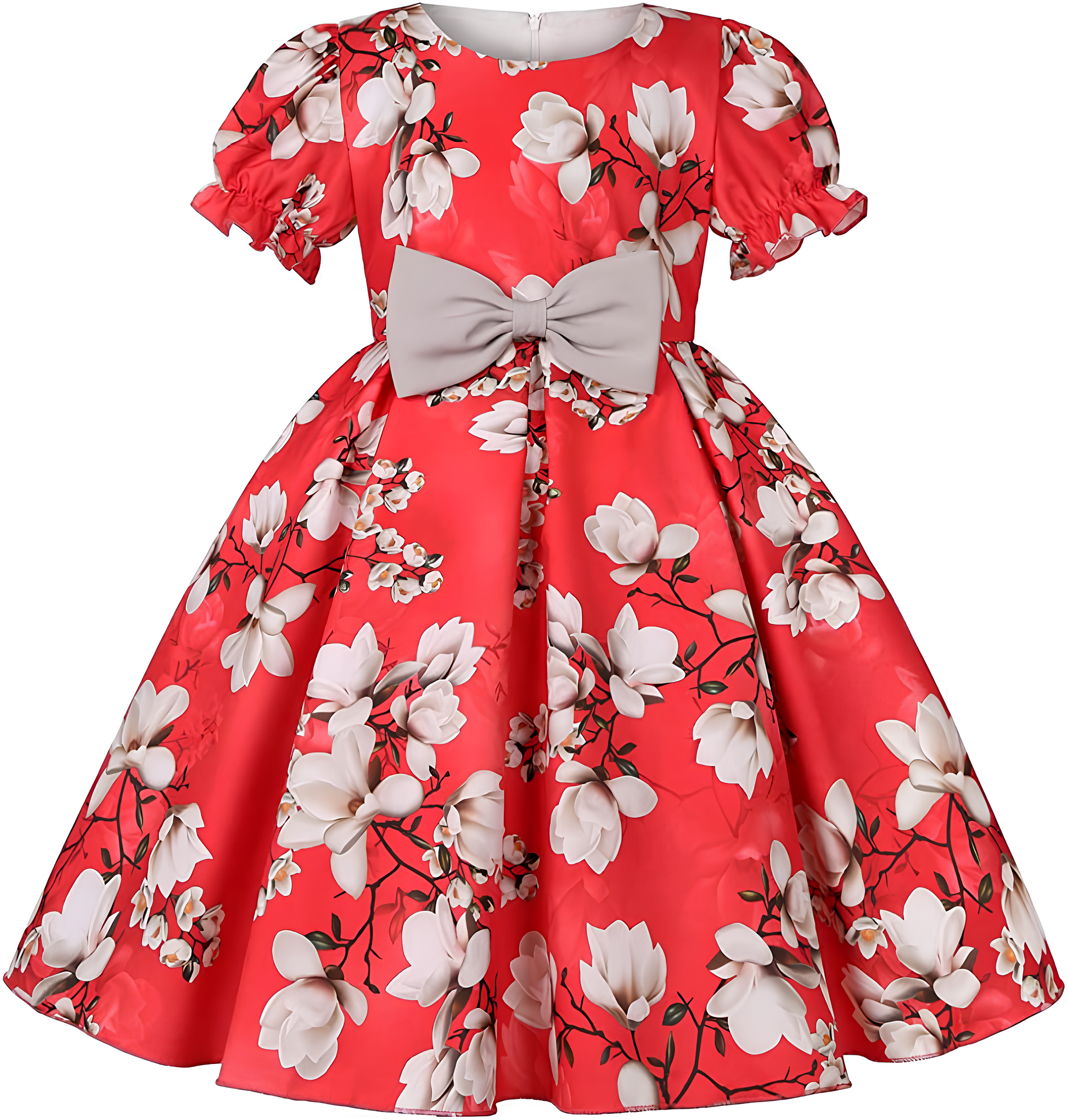  Girl's Satin Floral Printed Frock 1-2-YEARS