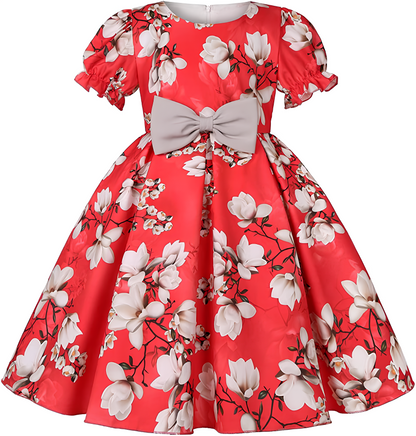  Girl's Satin Floral Printed Frock 1-2-YEARS