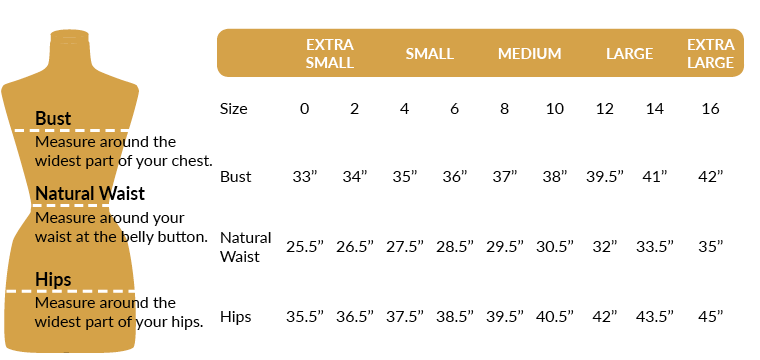 Inkwell Dress Size Chart