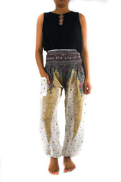 White Peacock Harem Pants