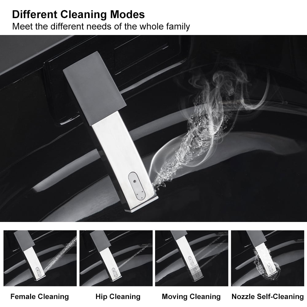 Cubera V1 Automatic Smart Square Bidet Toilet with Multi-Function Black 1.32 GPF