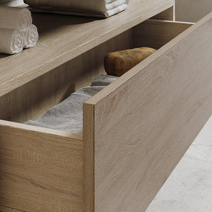 Bathroom Vanity Set 35.4" Modern Floating Bathroom Vanity White and Natural with Sink