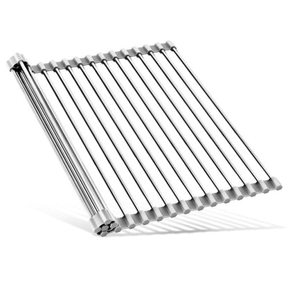 Roll-Up Dish Drying Rack with 18L Silicone Water Filter Shelf