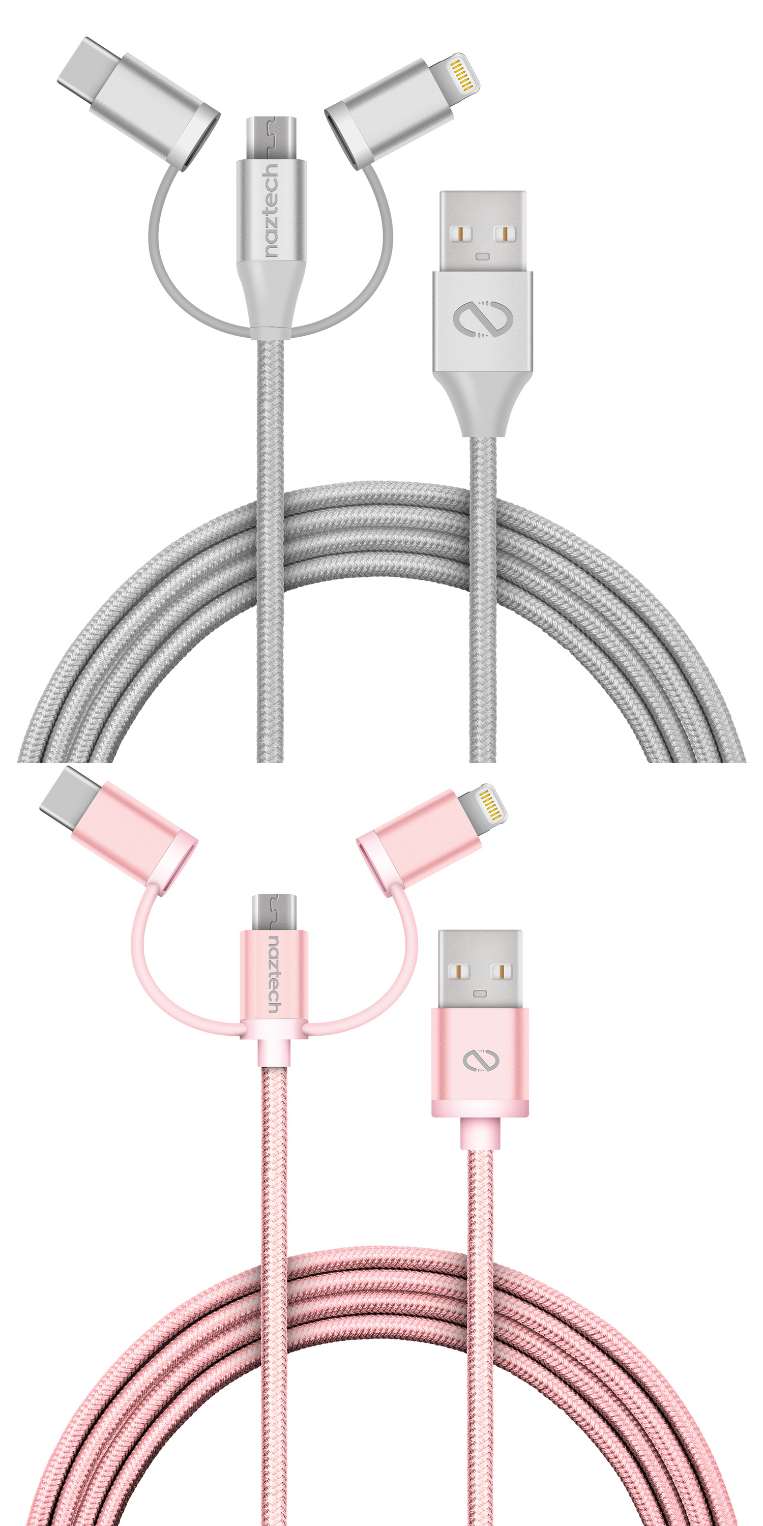 Naztech 3X1 Micro Lightning & USB-C Charge & Sync 6ft Cable