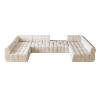 Off white sectional sofa on a white background