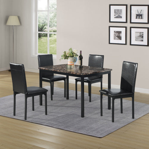 Furniture 5-piece Metal Dining Table And Chair Set With Imitation